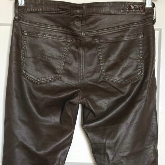 AG Adriano Goldschmied Legging Ankle Super Skinny Ankle Brown Coated Jean 29R - Picture 5 of 11